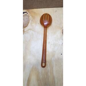 Vtg Robinson ULTRATEMP Slotted Serving Spoon Amber Color. Box 7